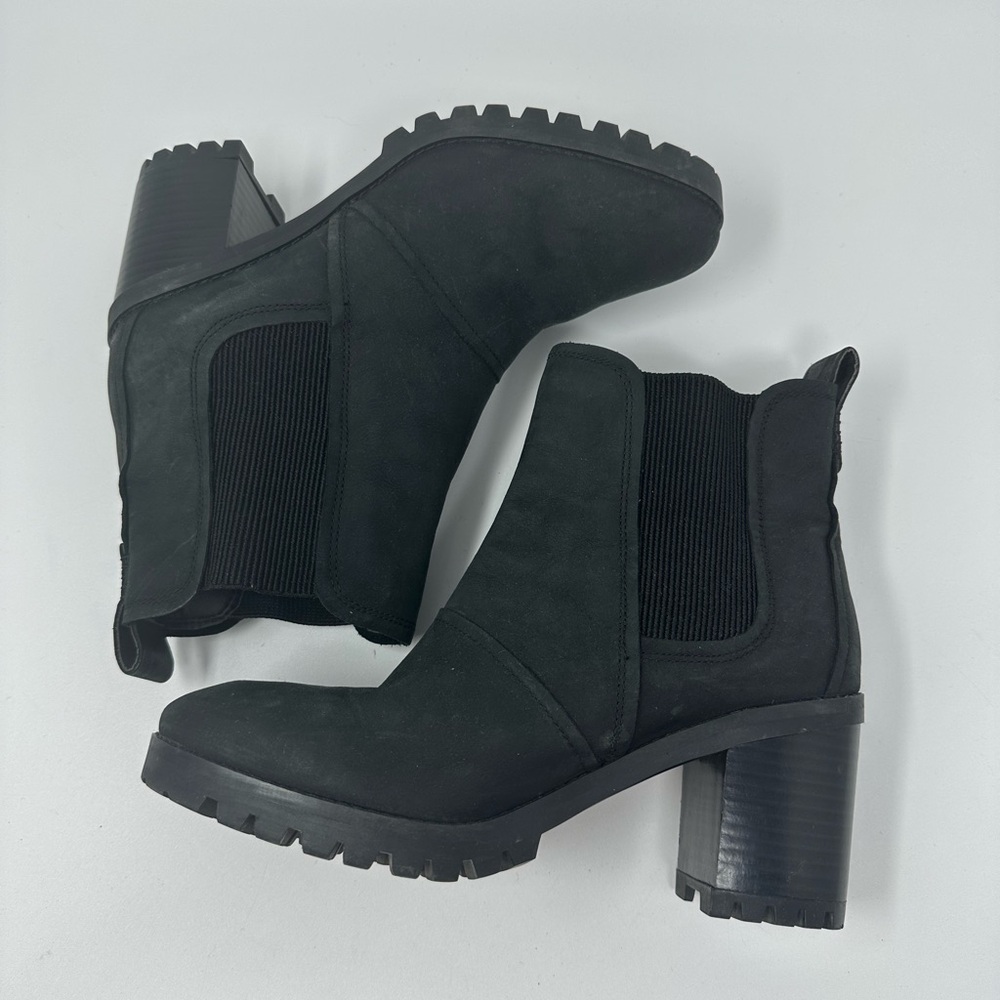 UGG Hazel Ankle Boots Stacked Block Heel Booties Waterproof Black Suede Sz 9 - Picture 4 of 16
